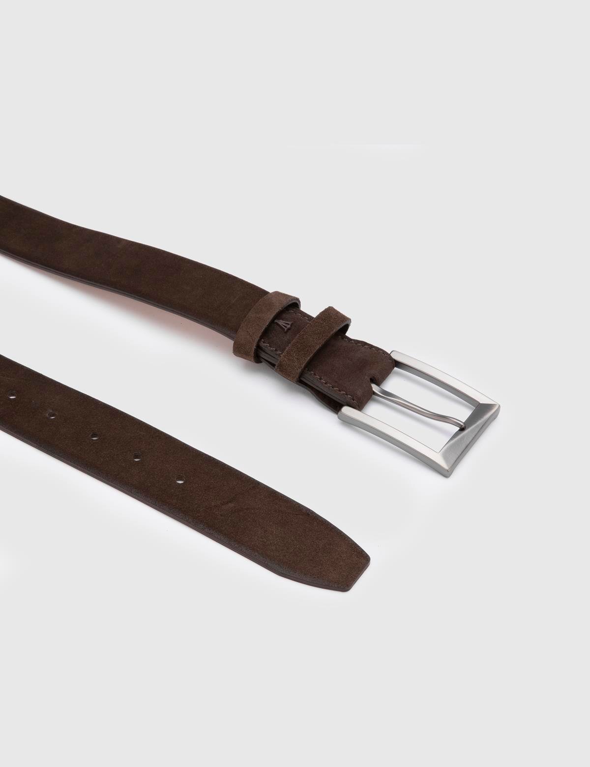 Novak Brown Suede Leather Men's Belt