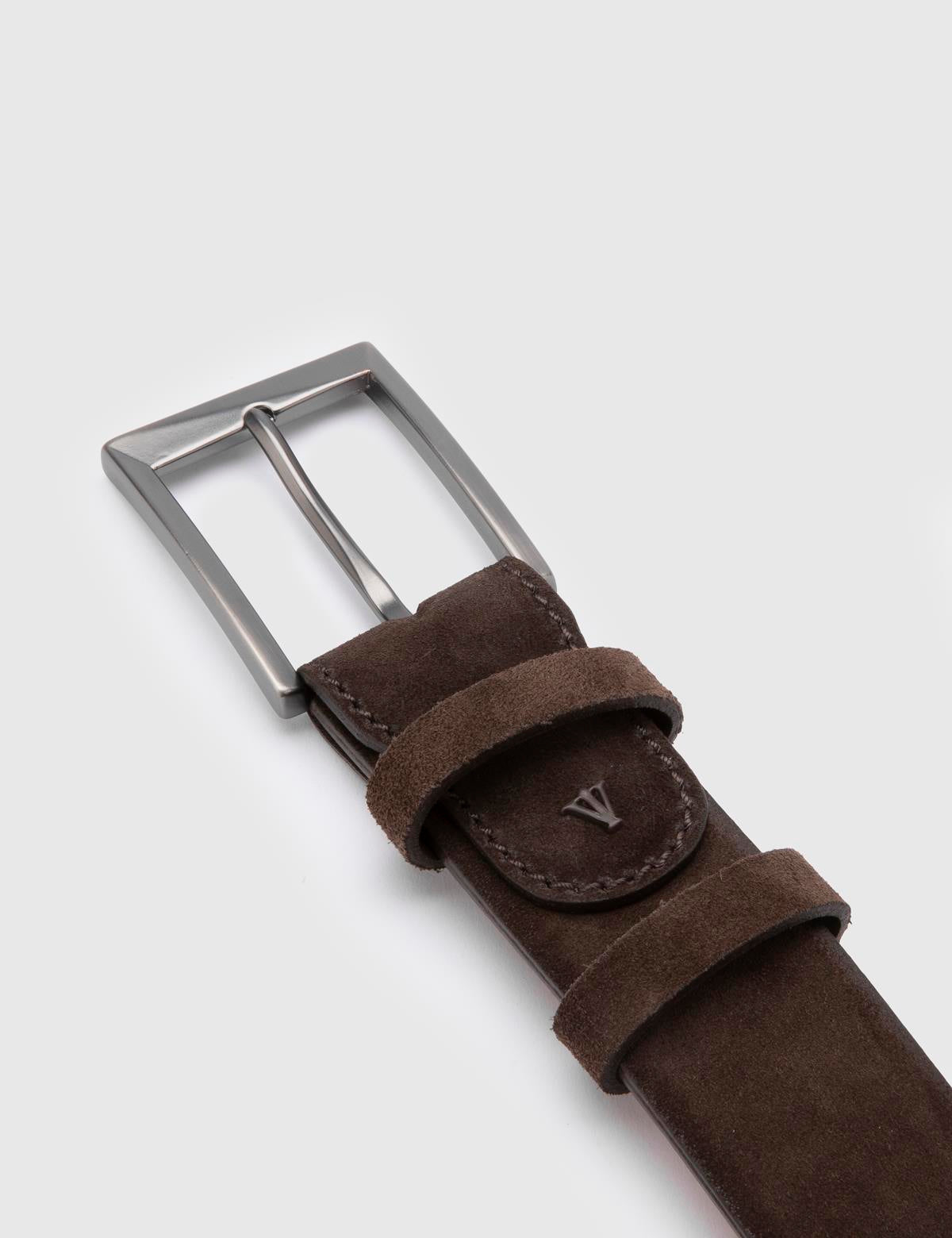 Novak Brown Suede Leather Men's Belt