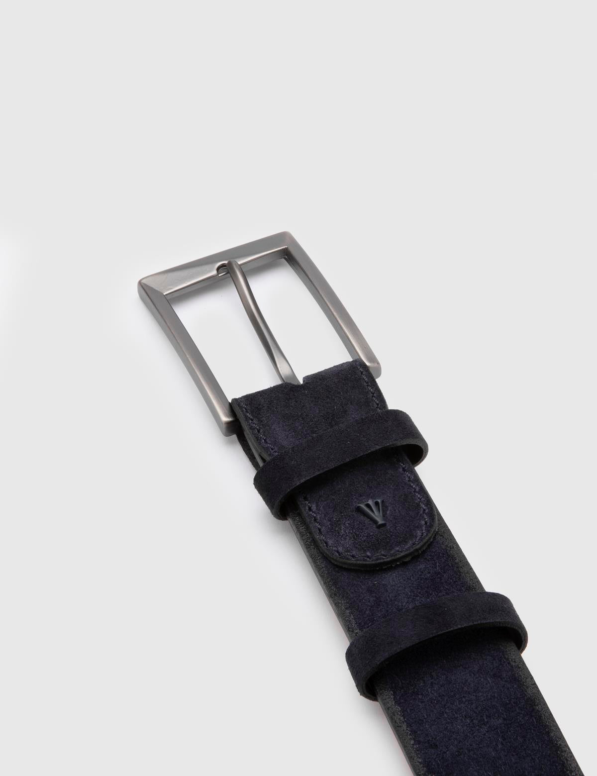 Novak Navy Blue Suede Leather Men's Belt