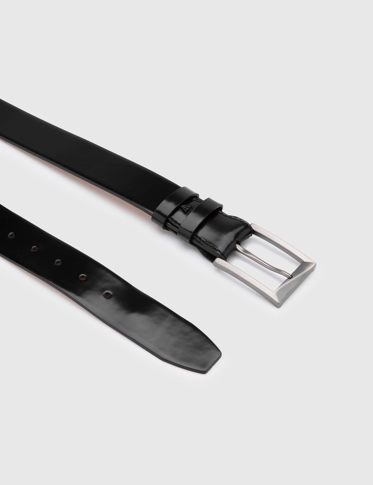 Novak Black Florentic Leather Men's Belt