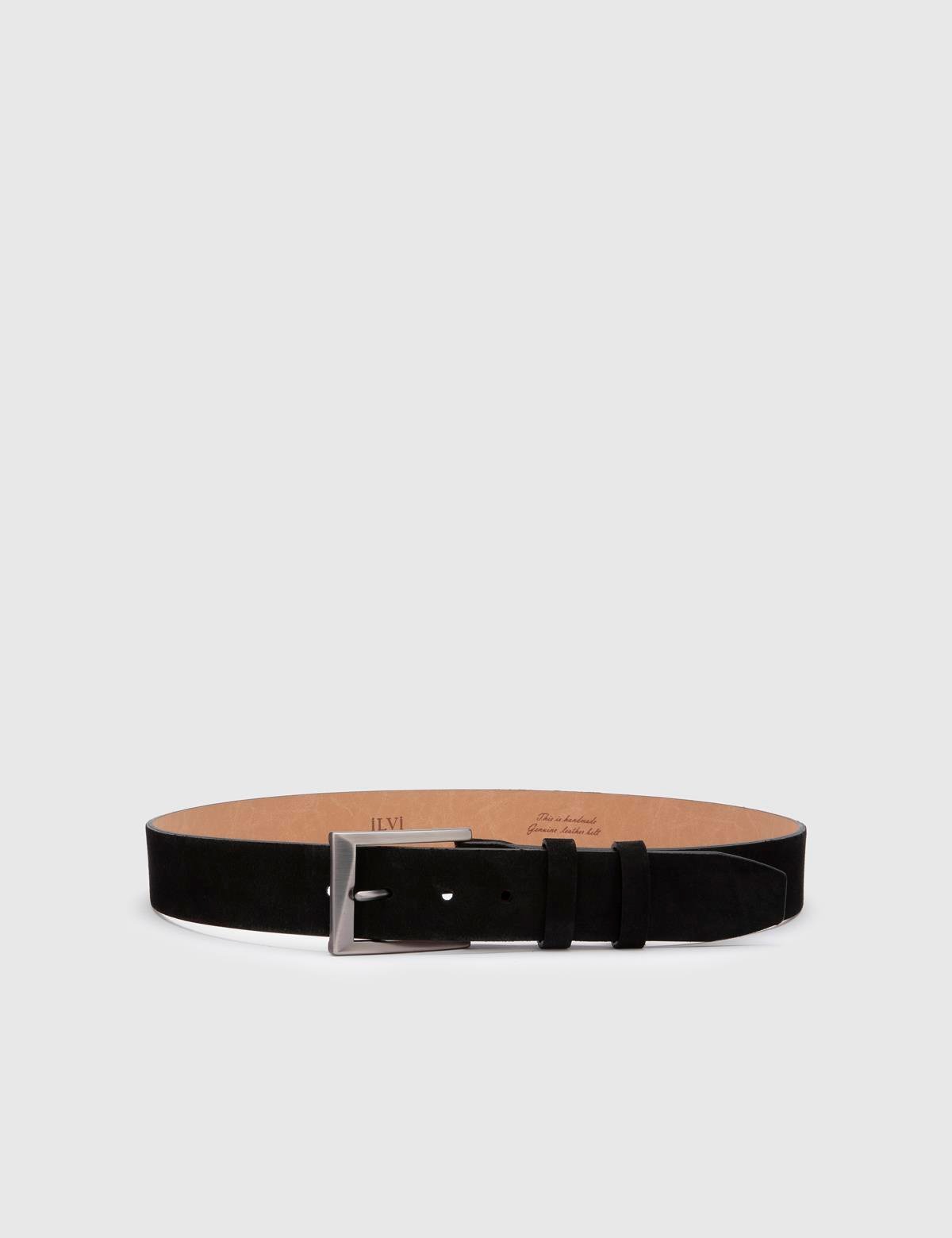 Novak Black Suede Leather Men's Belt