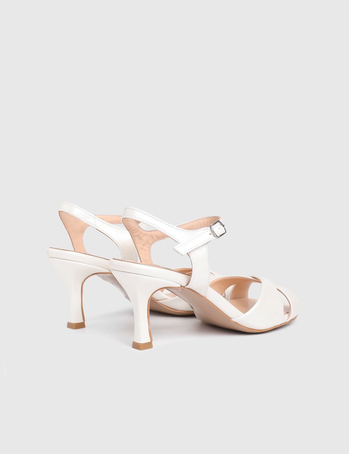 Nox White Leather Women's Heeled Sandal
