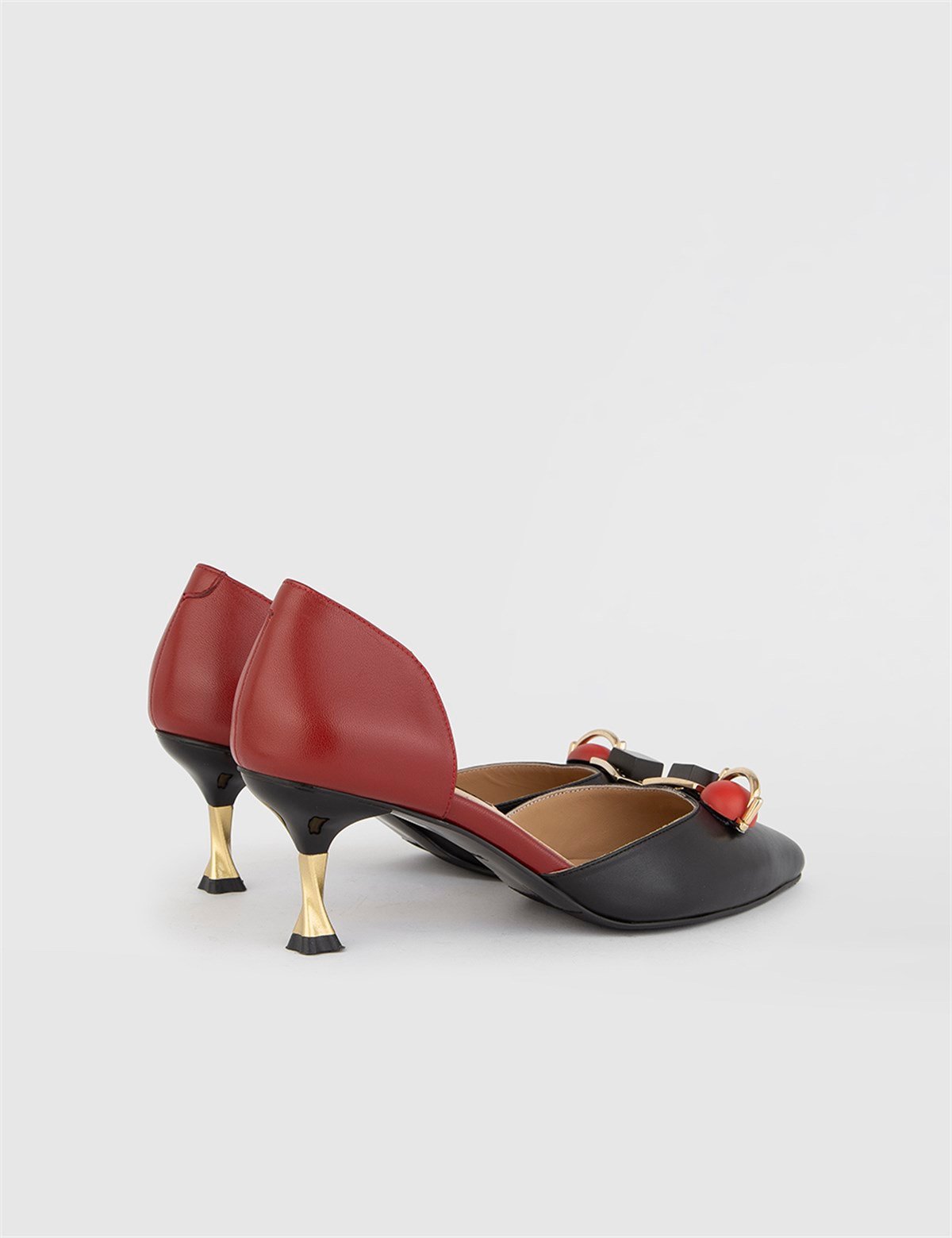 Nurdey Black-Red Leather Women's Pump