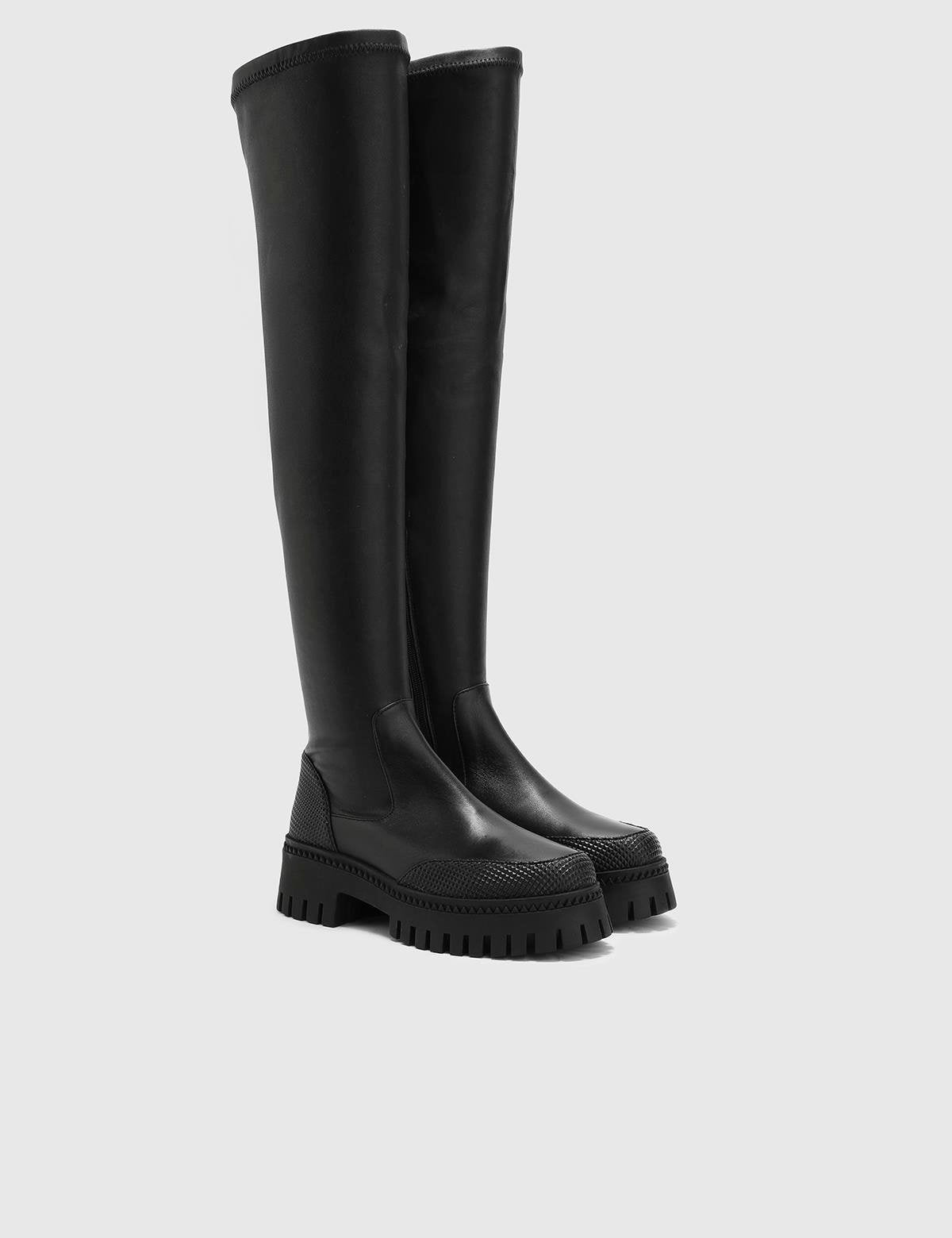 Palermo Black Leather Women's High Boot