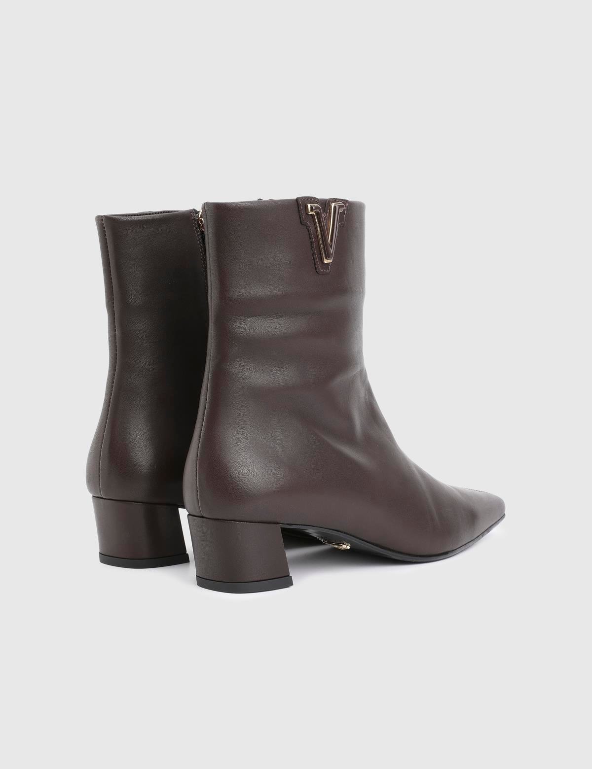 Parisa Brown Leather Women's Heeled Boot