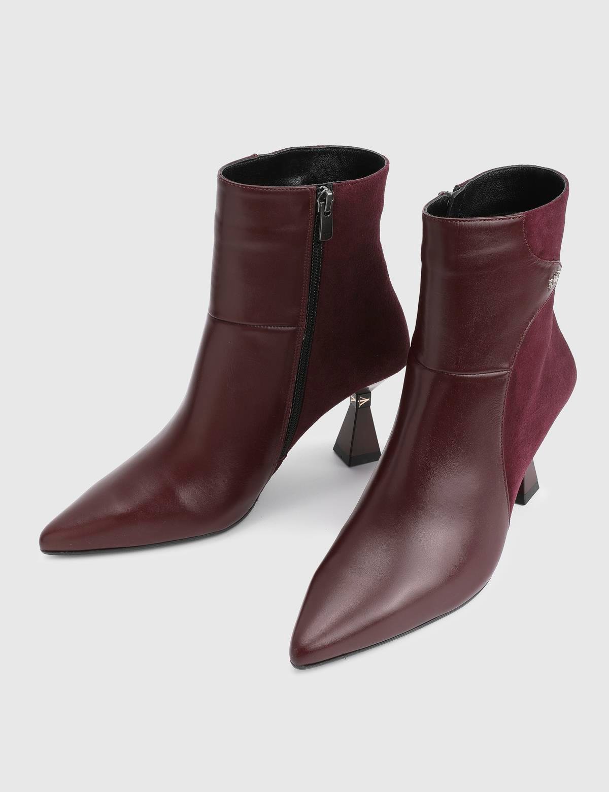Patsy Burgundy Suede Leather Women's Heeled Boot