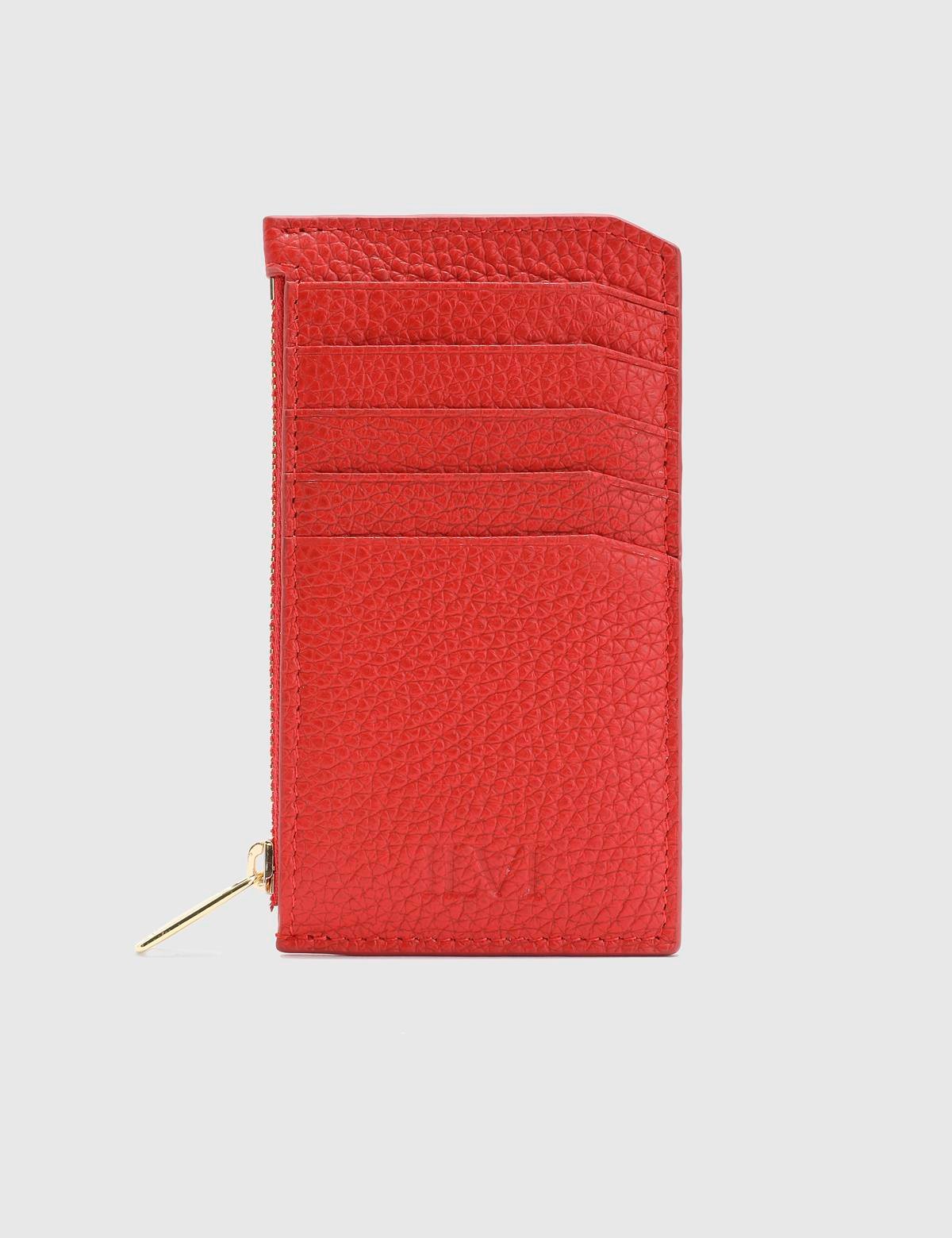 Pereira Red Floater Leather Unisex Card Holder