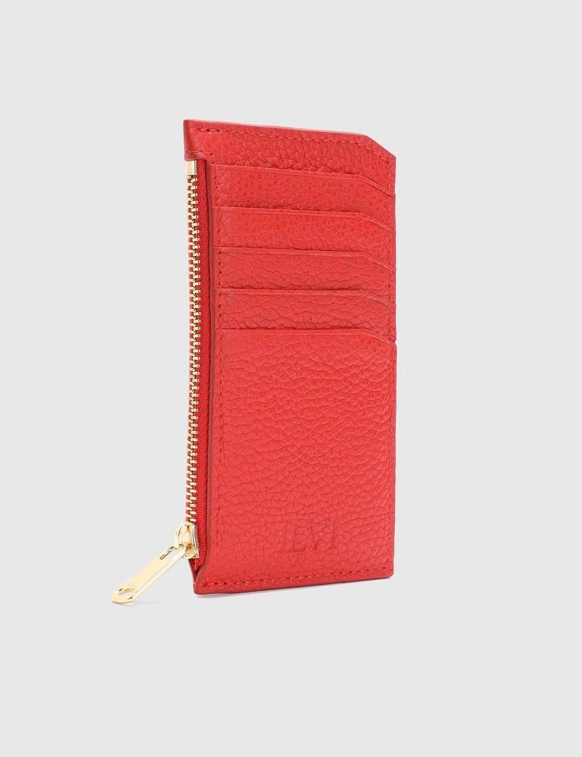 Pereira Red Floater Leather Unisex Card Holder