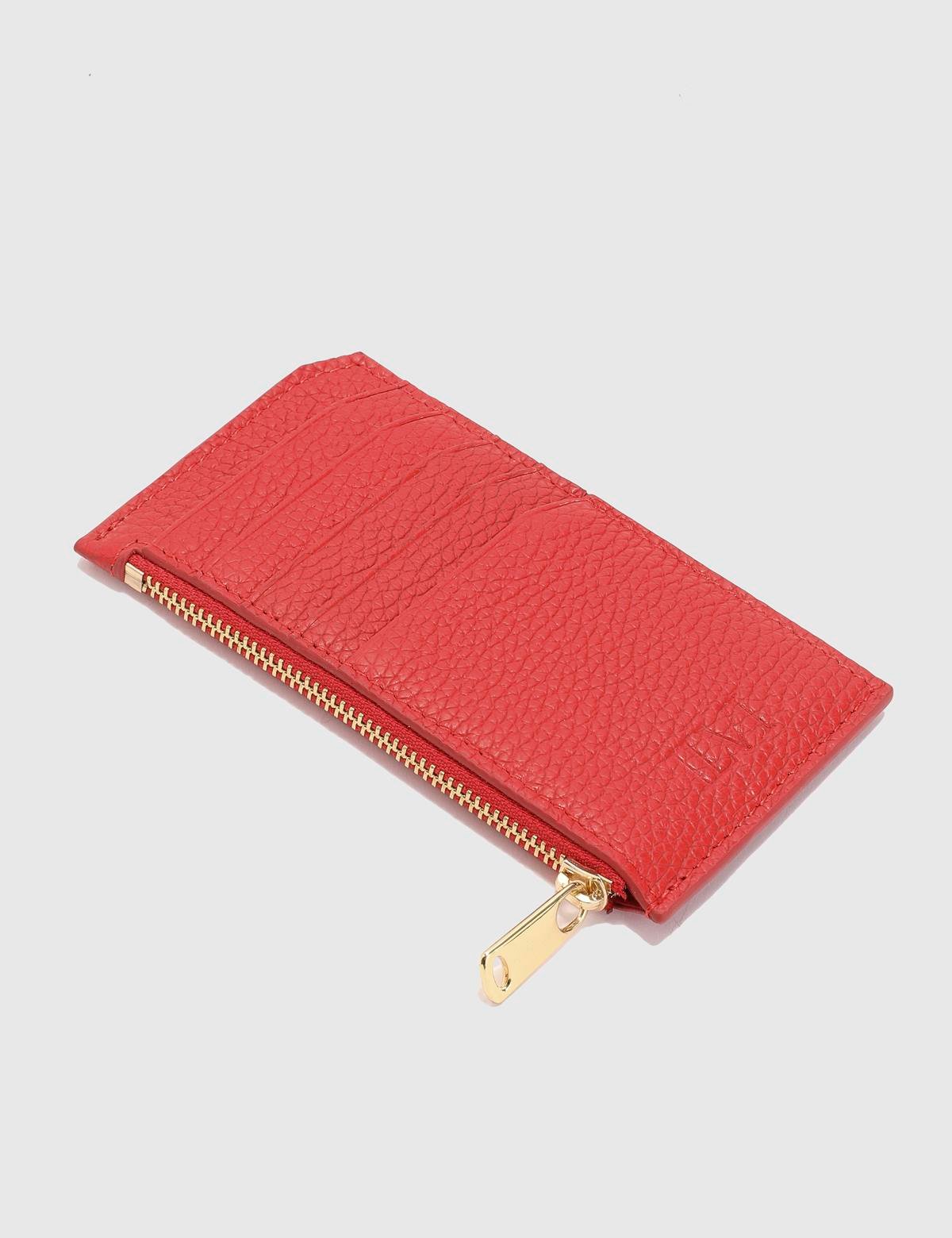 Pereira Red Floater Leather Unisex Card Holder