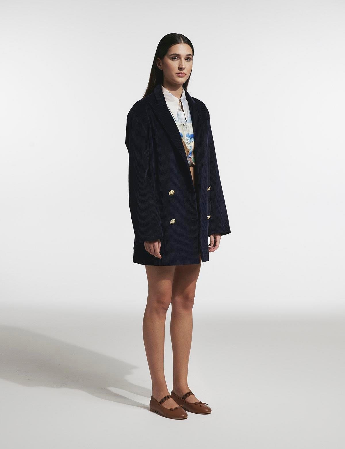 Petro Navy Blue Women's Oversized Jacket