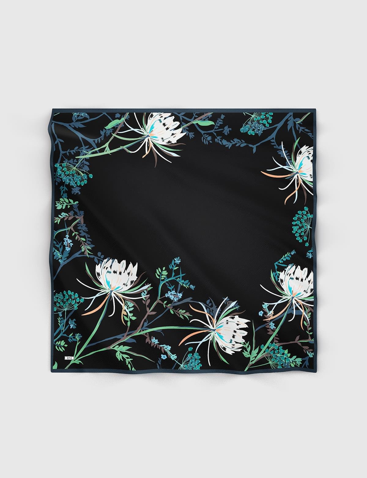 Pias Navy Blue Silk Twill Women's Scarf