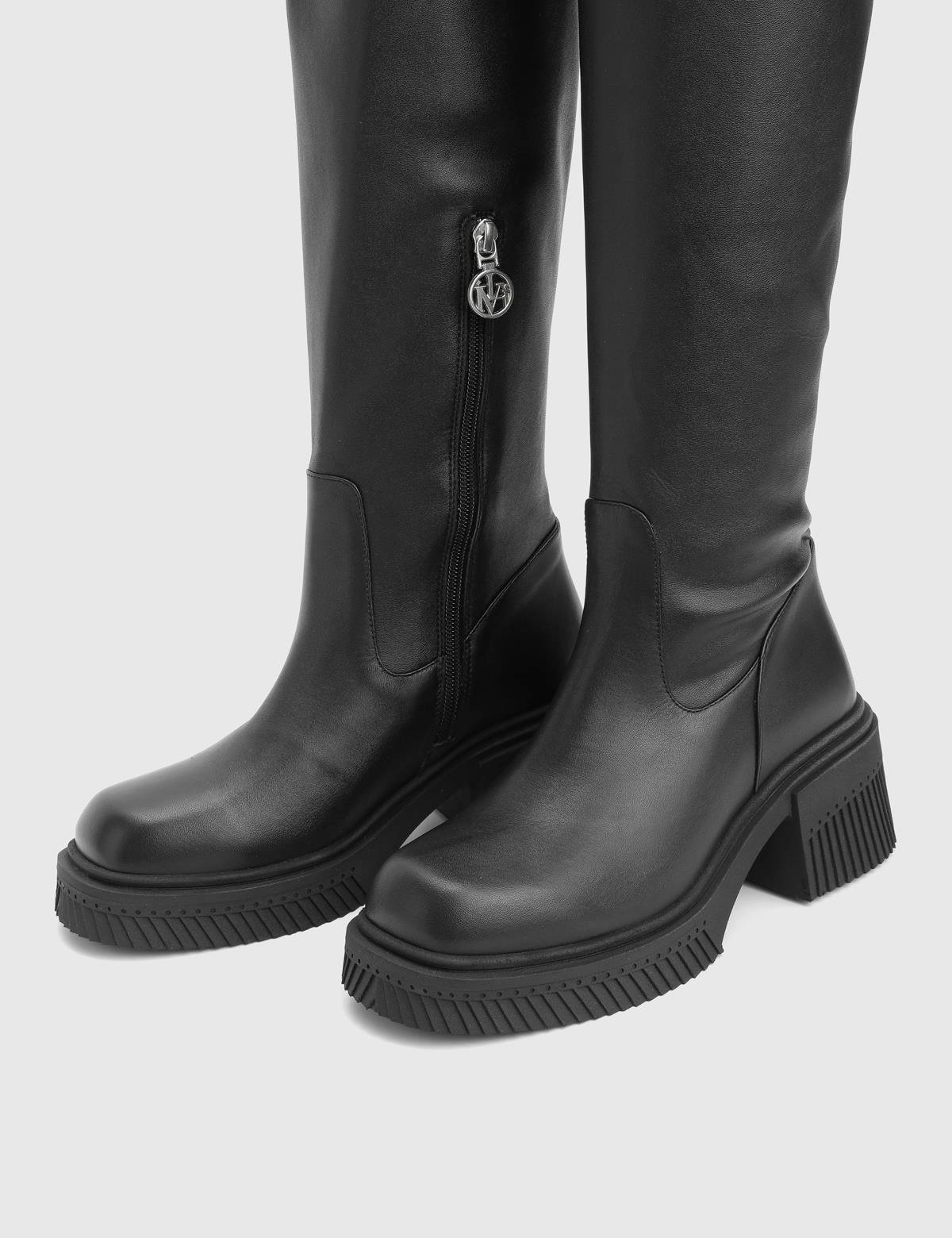 Portia Black Leather Women's Stretch High Boot