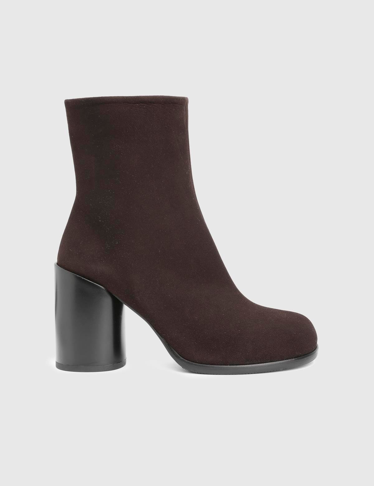 Leather Rabit Rabit Brown Suede Leather Women's Heeled Boot - İLVİ
