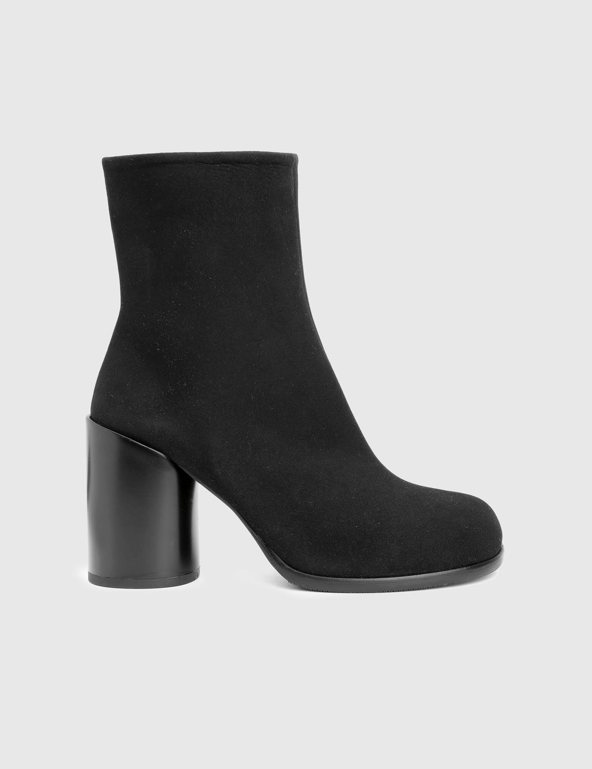 Rabit Black Suede Leather Women's Heeled Boot