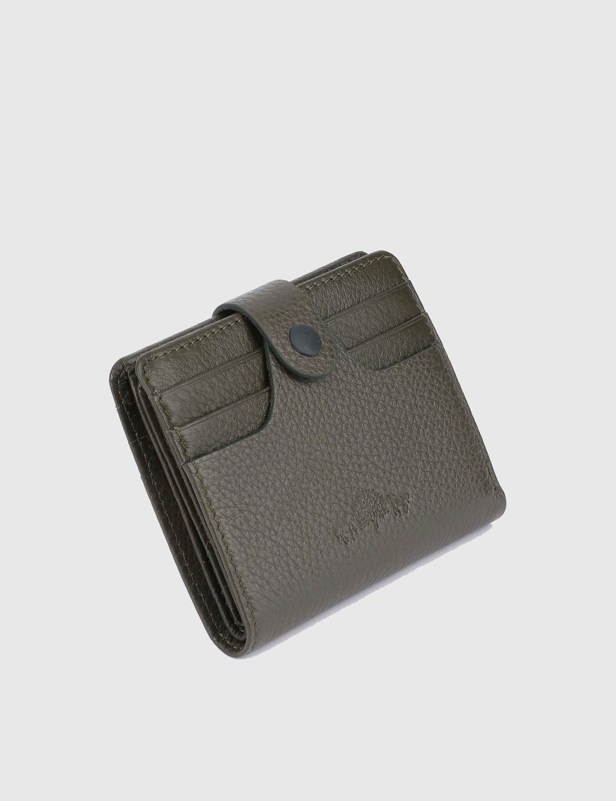 Rainier Khaki Leather Unisex Wallet