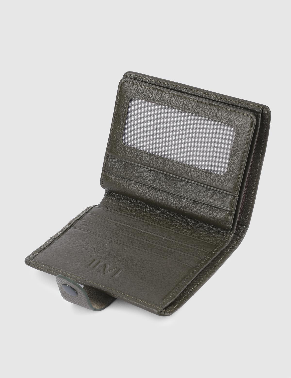 Rainier Khaki Leather Unisex Wallet