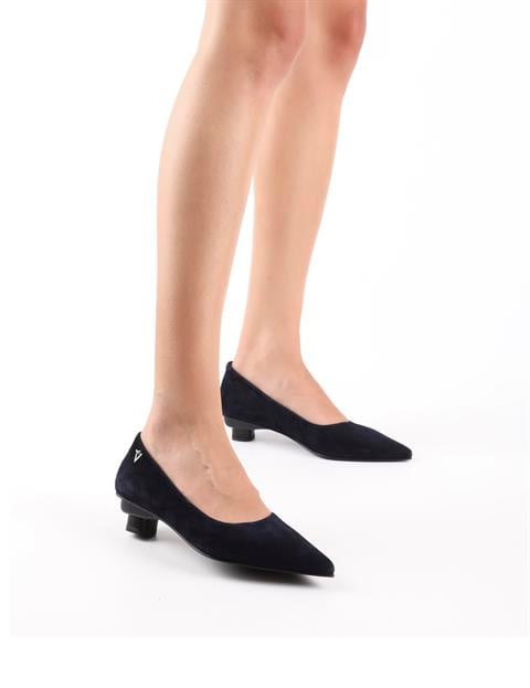 Renita Navy Blue Suede Leather Women's Pump