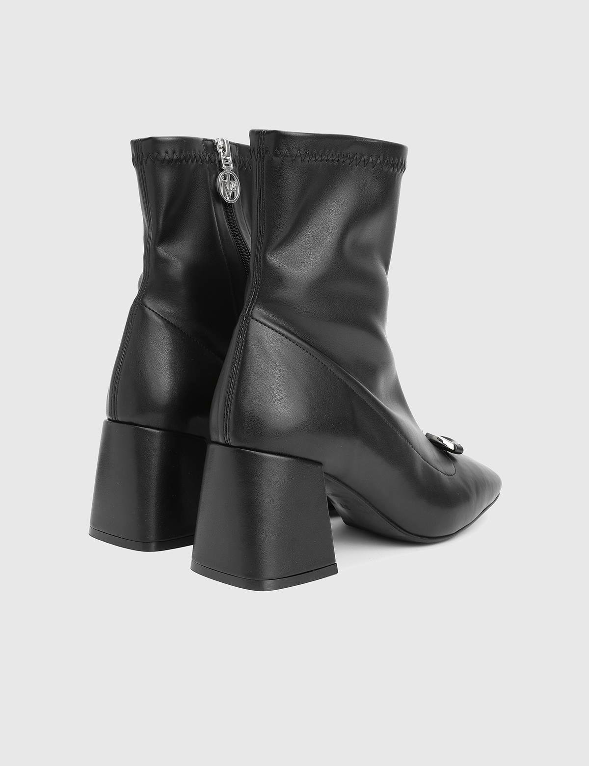Rilinda Black Leather Women's Heeled Stretch Boot