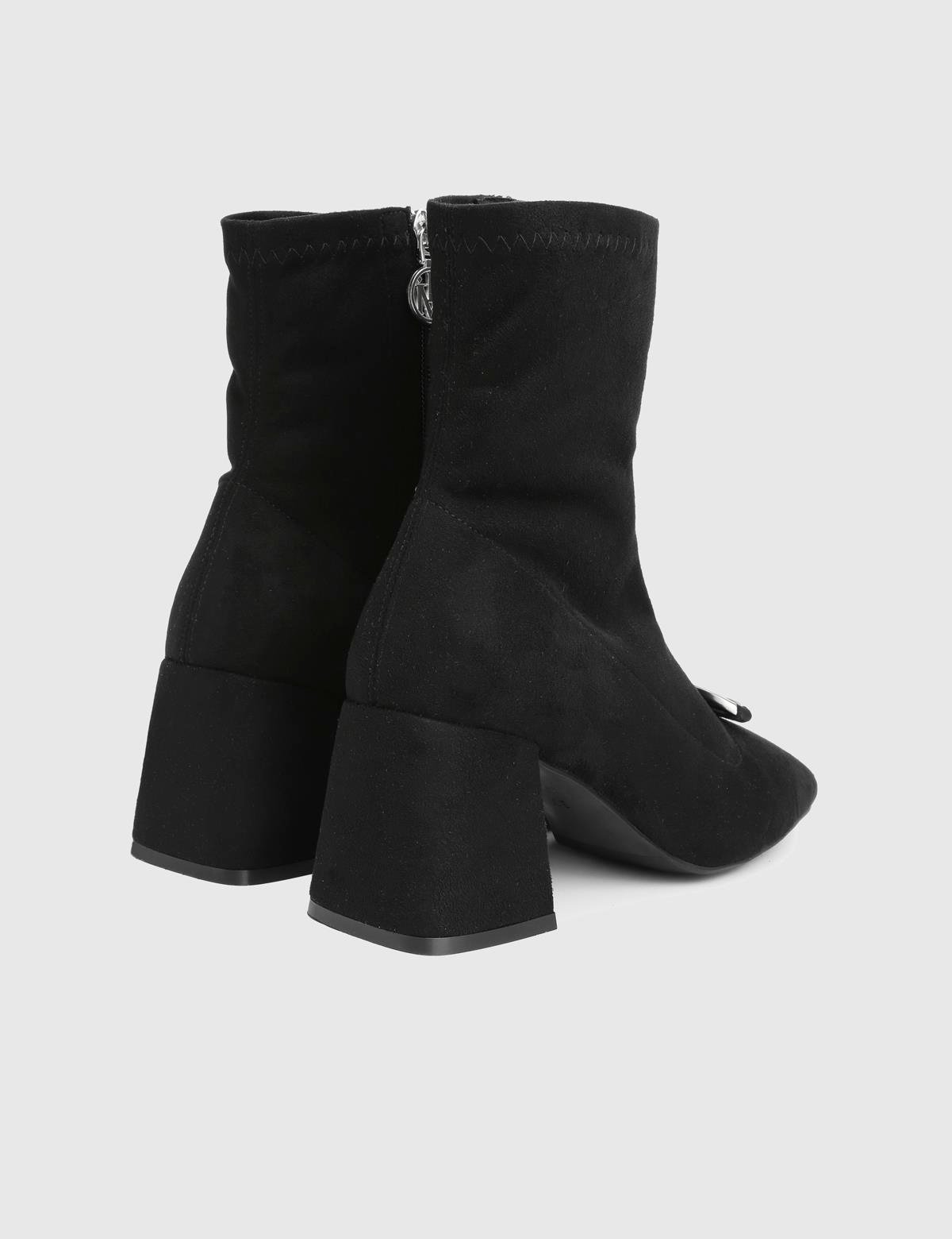 Rilinda Black Suede Leather Women's Heeled Stretch Boot