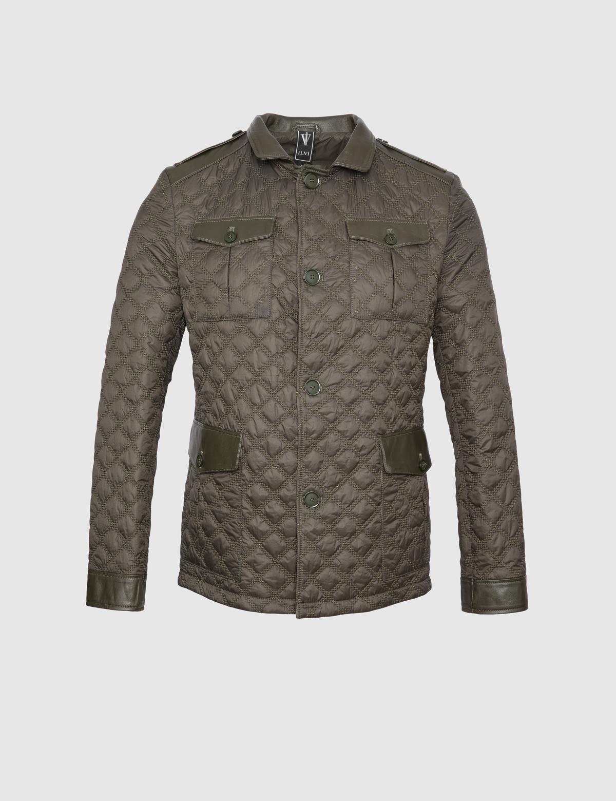 Rivne Khaki Men's Leather Bomber Jacket
