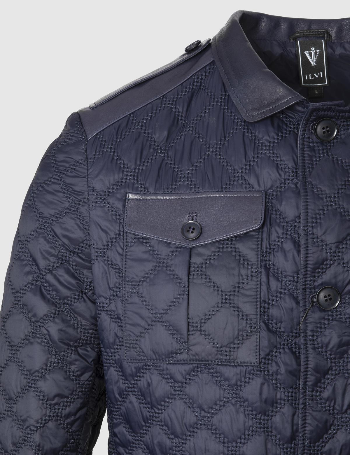 Rivne Navy Blue Men's Leather Bomber Jacket