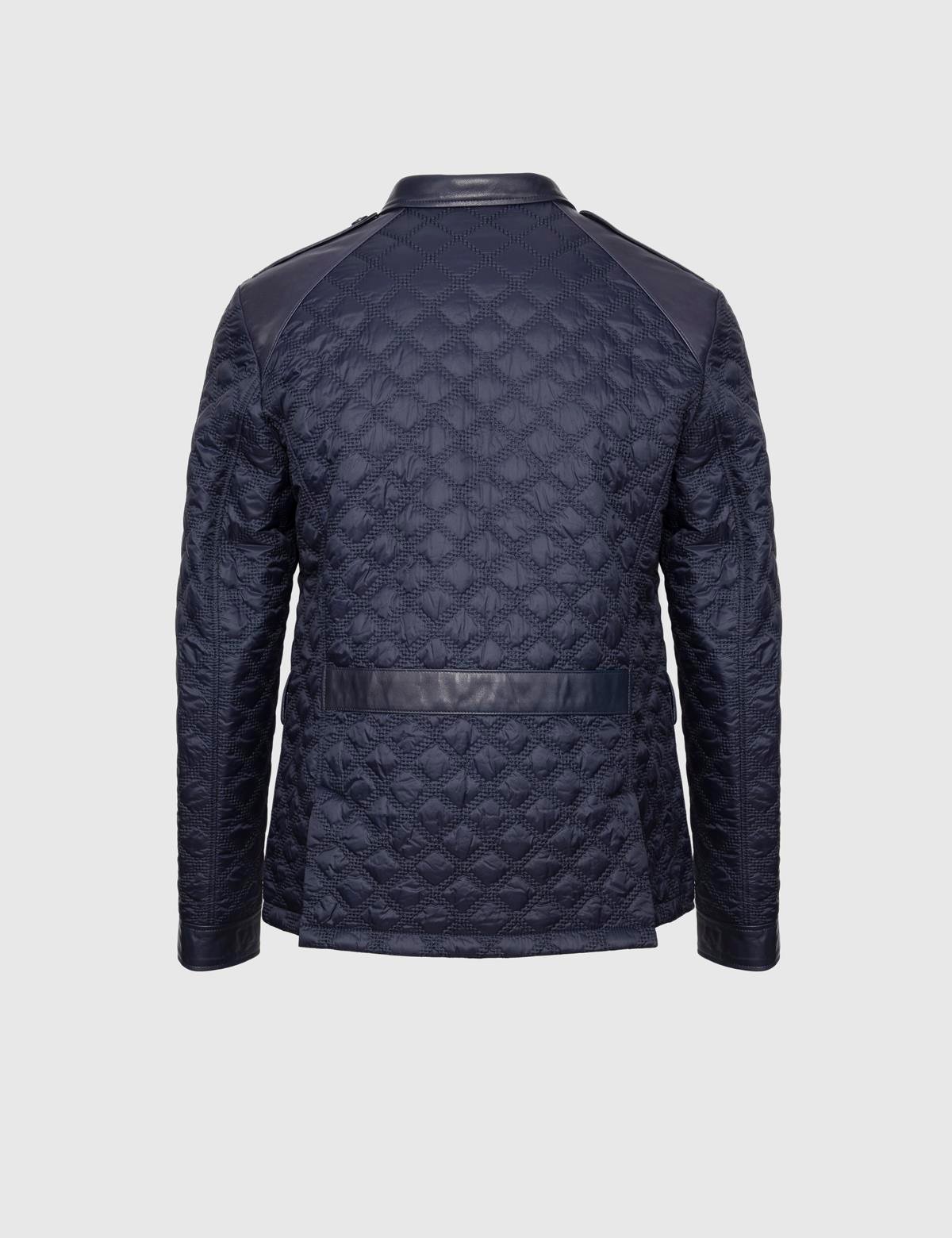 Rivne Navy Blue Men's Leather Bomber Jacket
