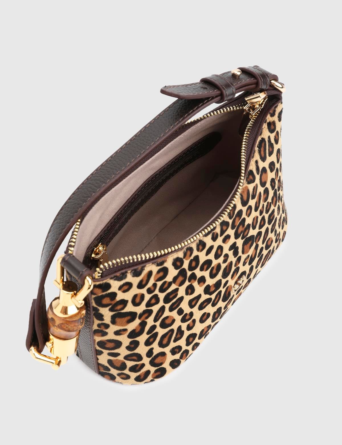 Roomy Leopard Foal Fur Leather Women's Shoulder Bag