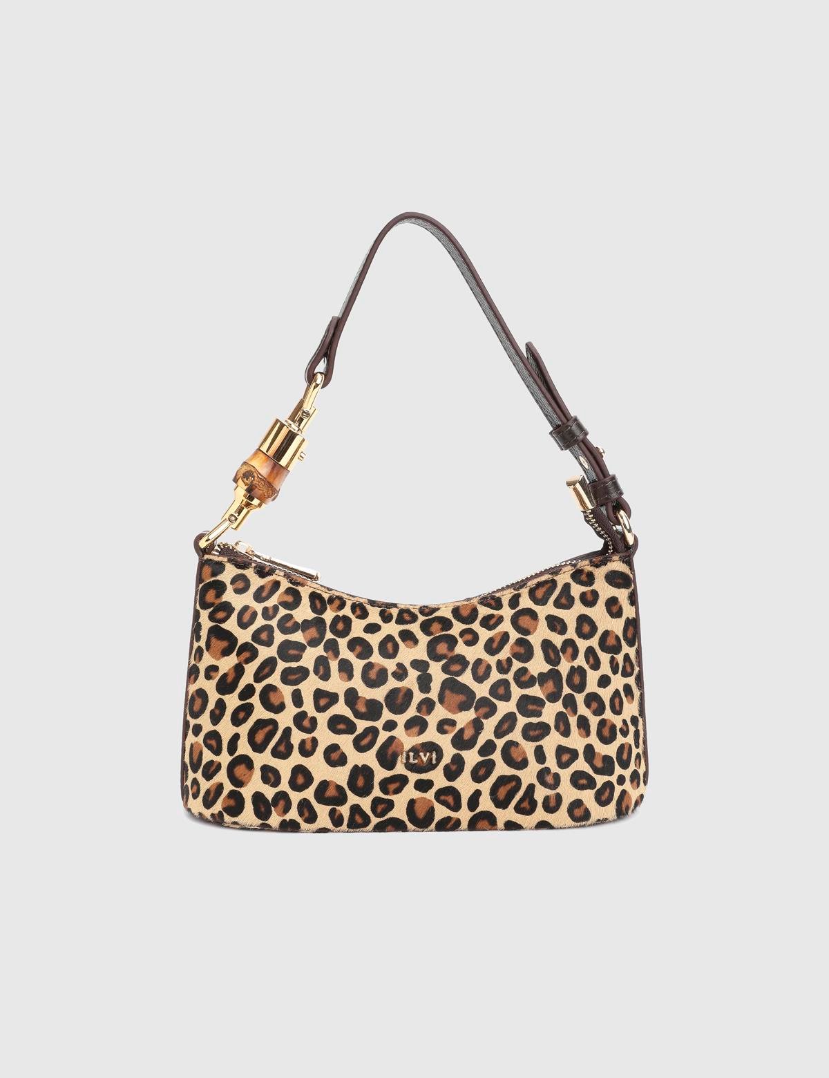 Roomy Leopard Foal Fur Leather Women's Shoulder Bag