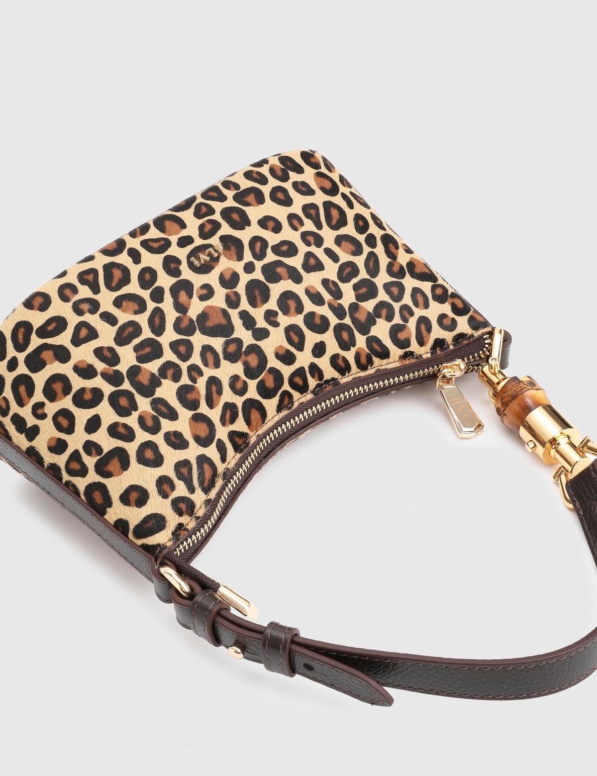 Roomy Leopard Foal Fur Leather Women's Shoulder Bag