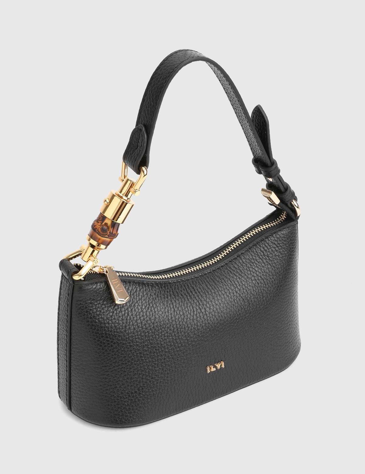 Roomy Black Floater Leather Women's Shoulder Bag