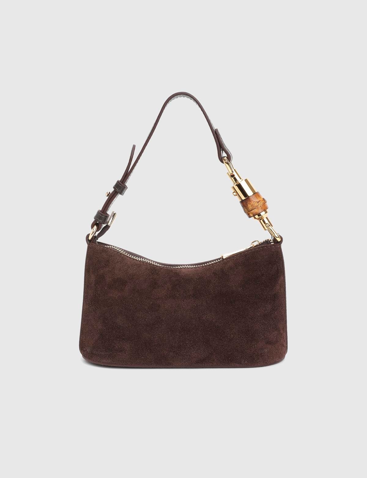 Roomy Brown Suede Leather Women's Shoulder Bag