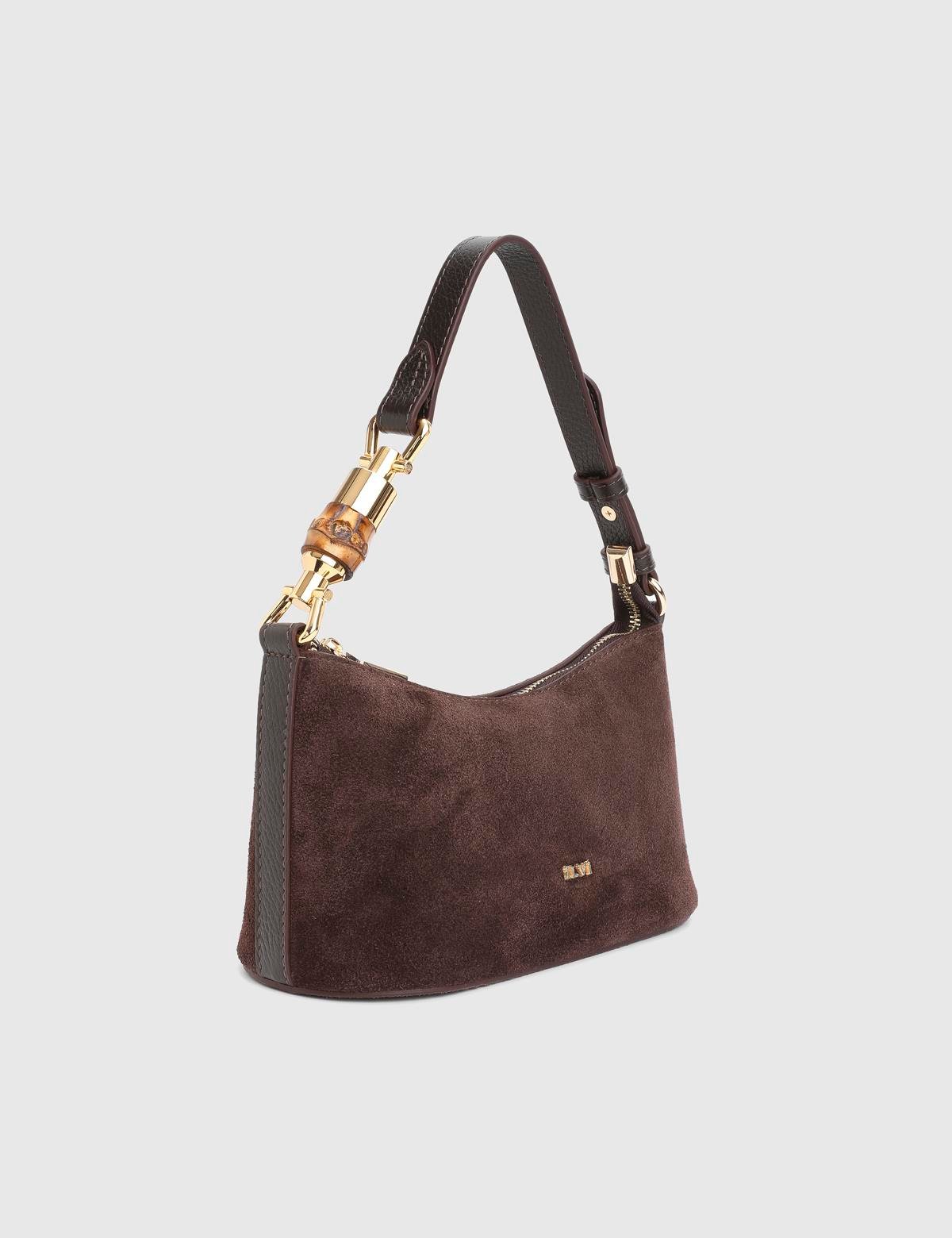 Roomy Brown Suede Leather Women's Shoulder Bag
