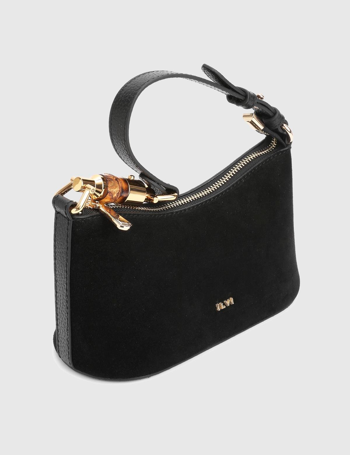 Roomy Black Suede Leather Women's Shoulder Bag