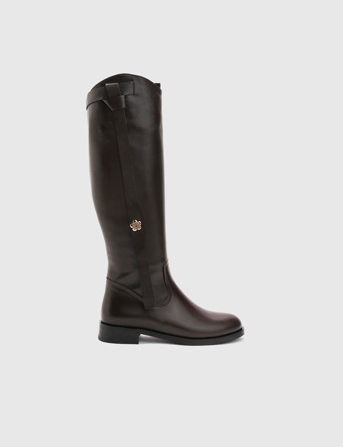 Rosenby Brown Leather Women's High Boot