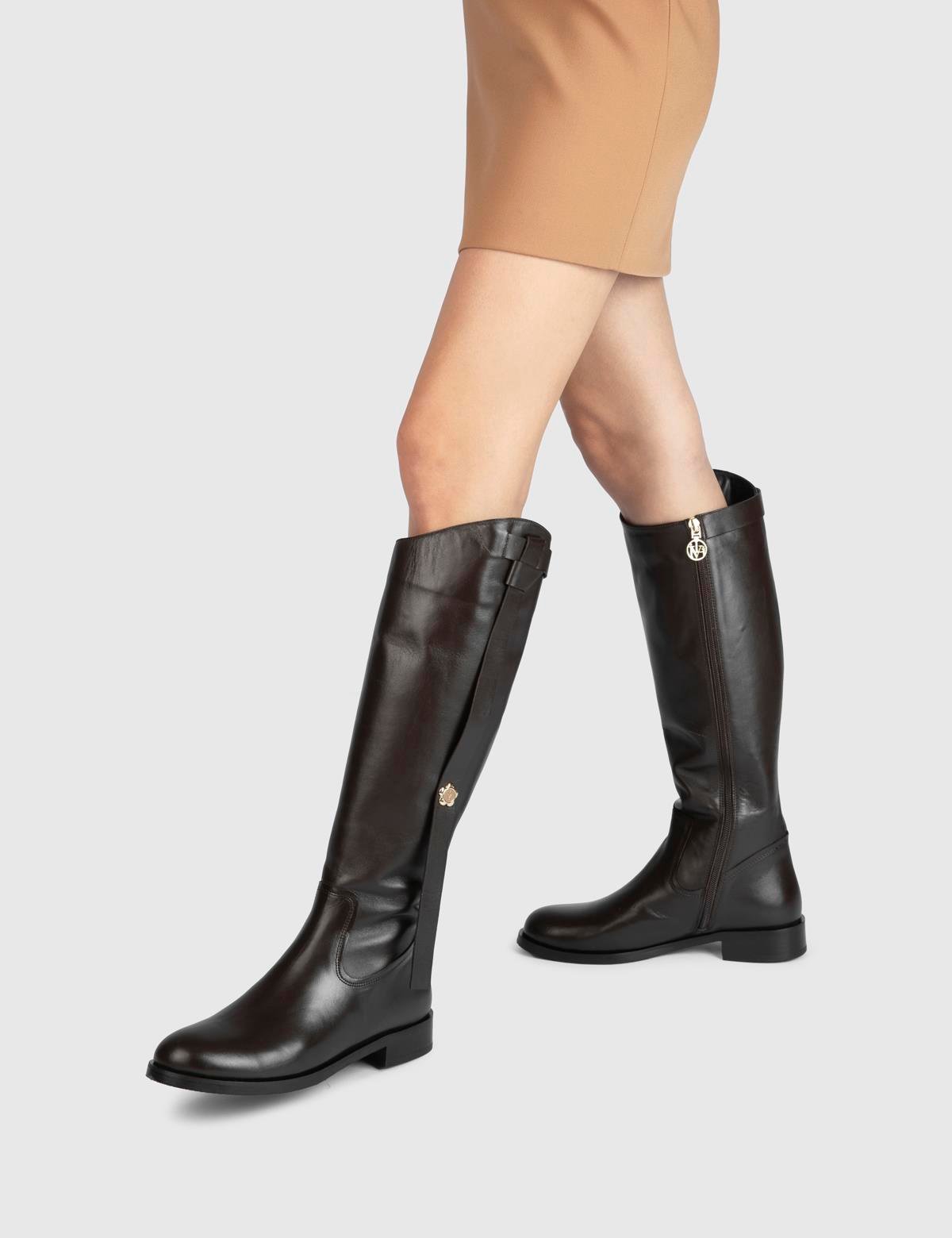 Rosenby Brown Leather Women's High Boot