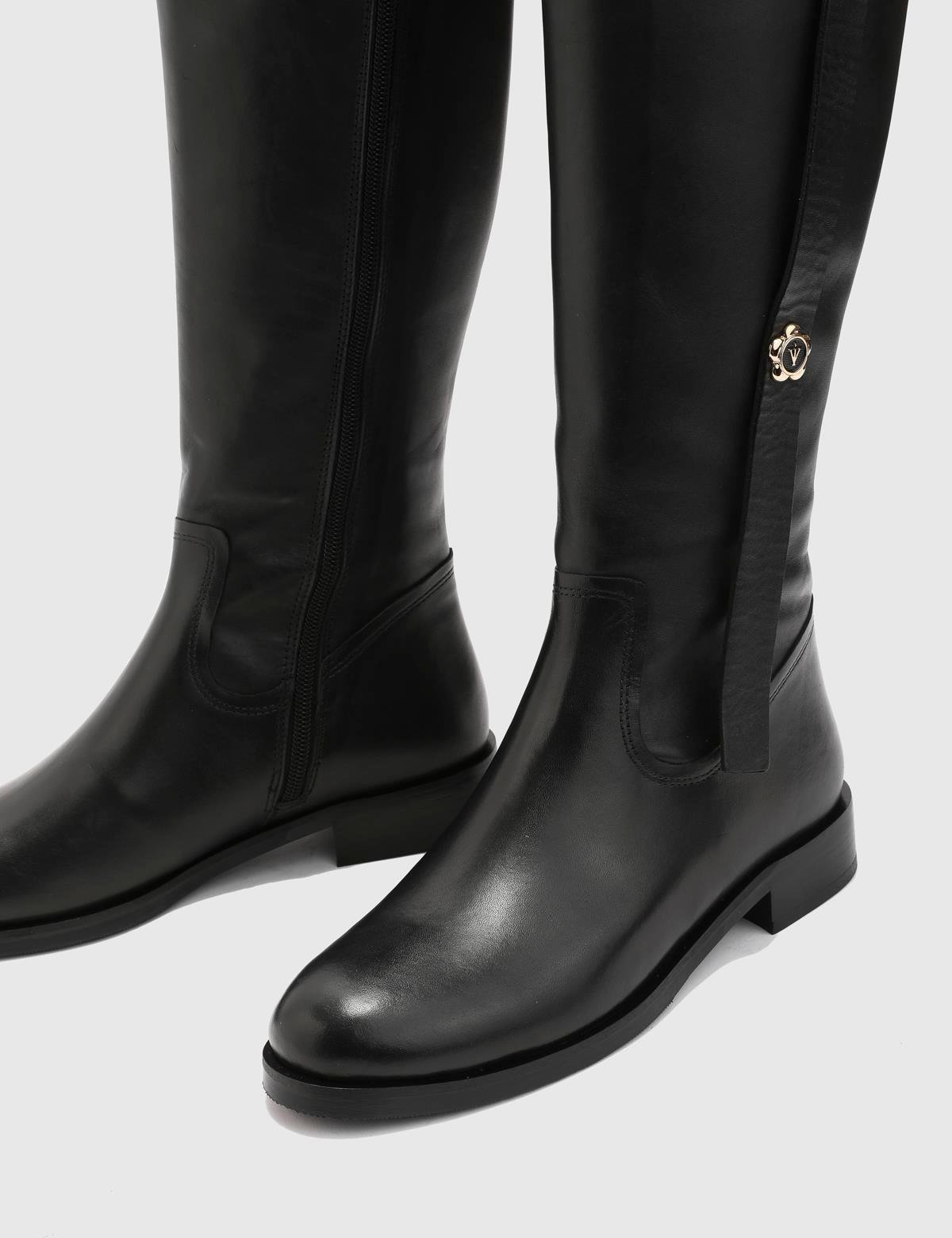 Rosenby Black Leather Women's High Boot