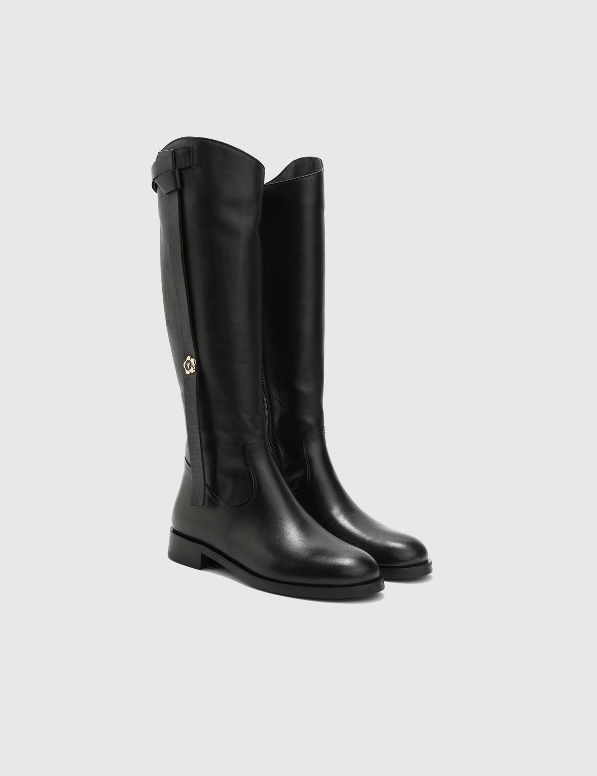 Rosenby Black Leather Women's High Boot
