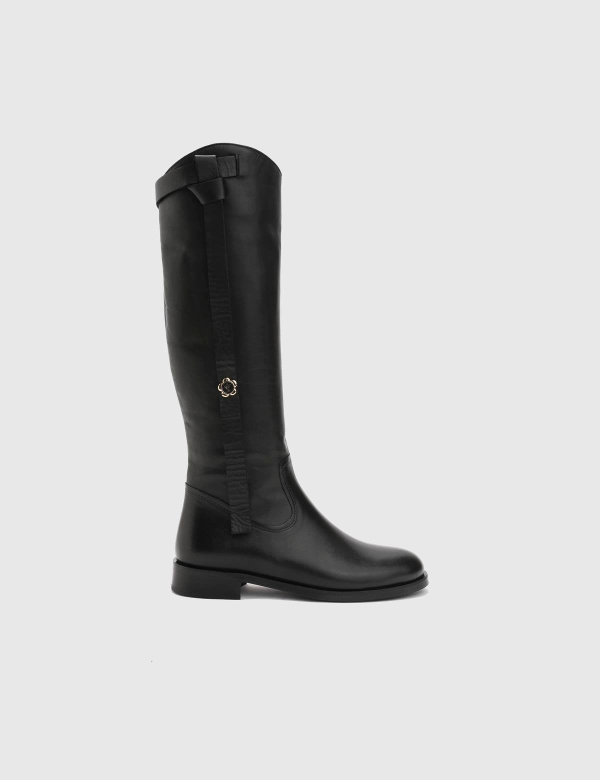 Rosenby Black Leather Women's High Boot