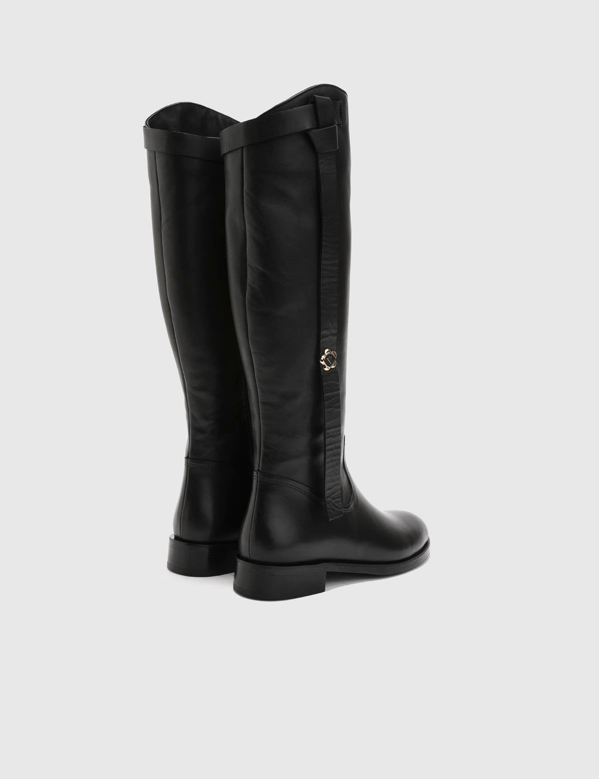 Rosenby Black Leather Women's High Boot
