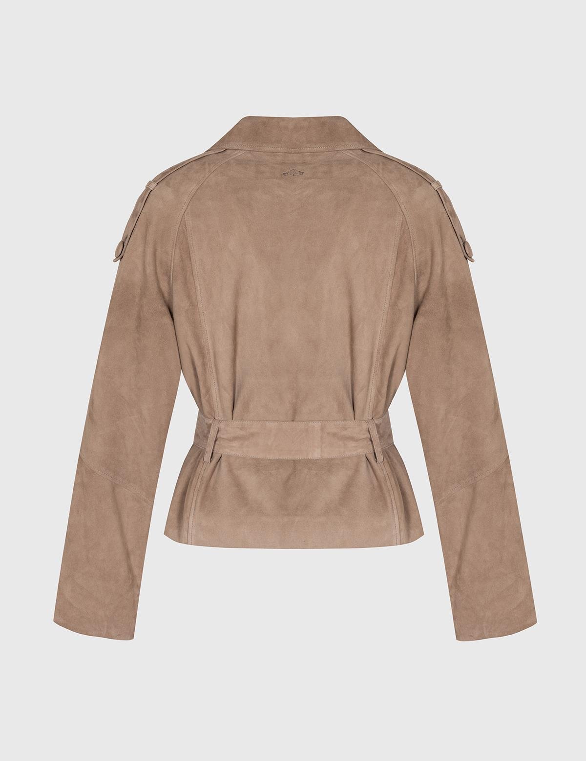 Rosio Beige Suede Women's Leather Jacket