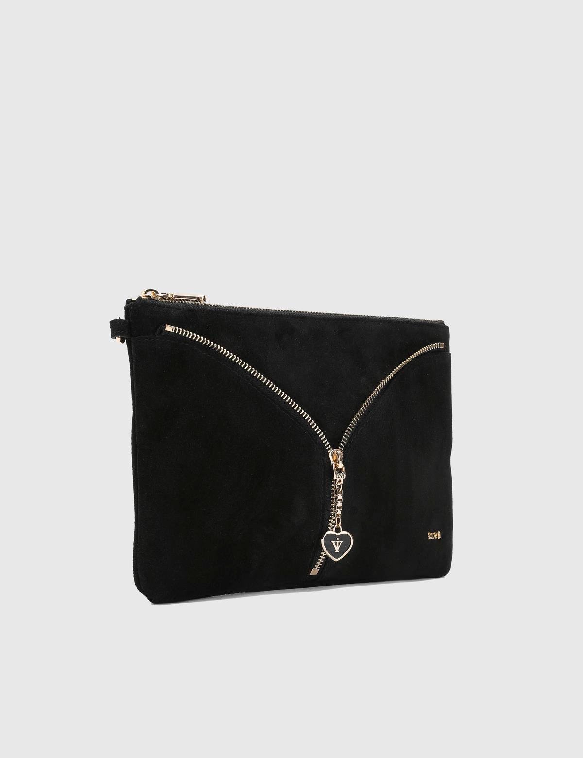 Roussillion Black Suede Leather Women's Handbag