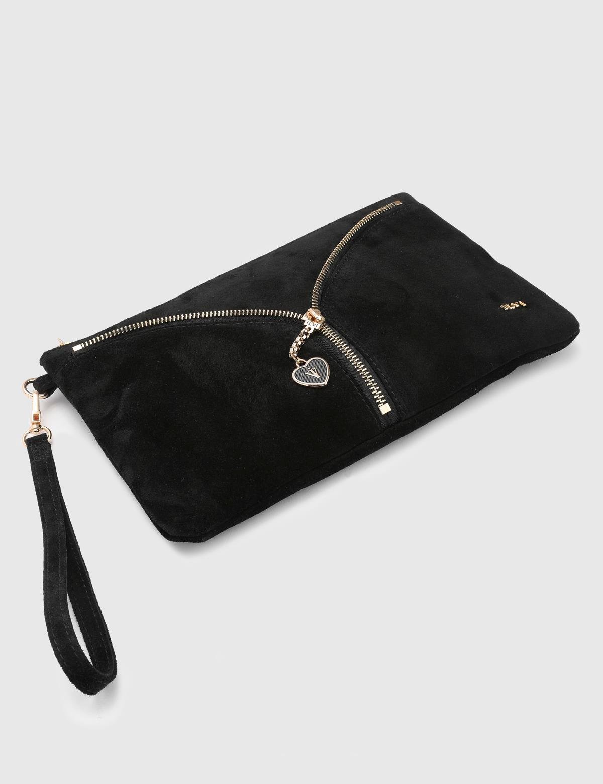 Roussillion Damenhandtasche aus schwarzem Wildleder