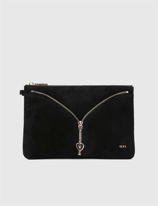 Roussillion Black Suede Leather Women's Handbag