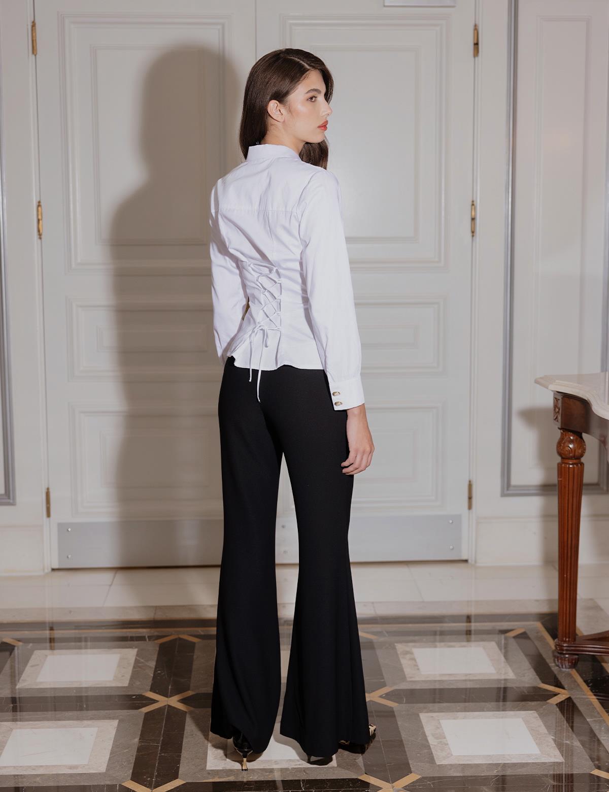 Ruffle White Women's Shirt