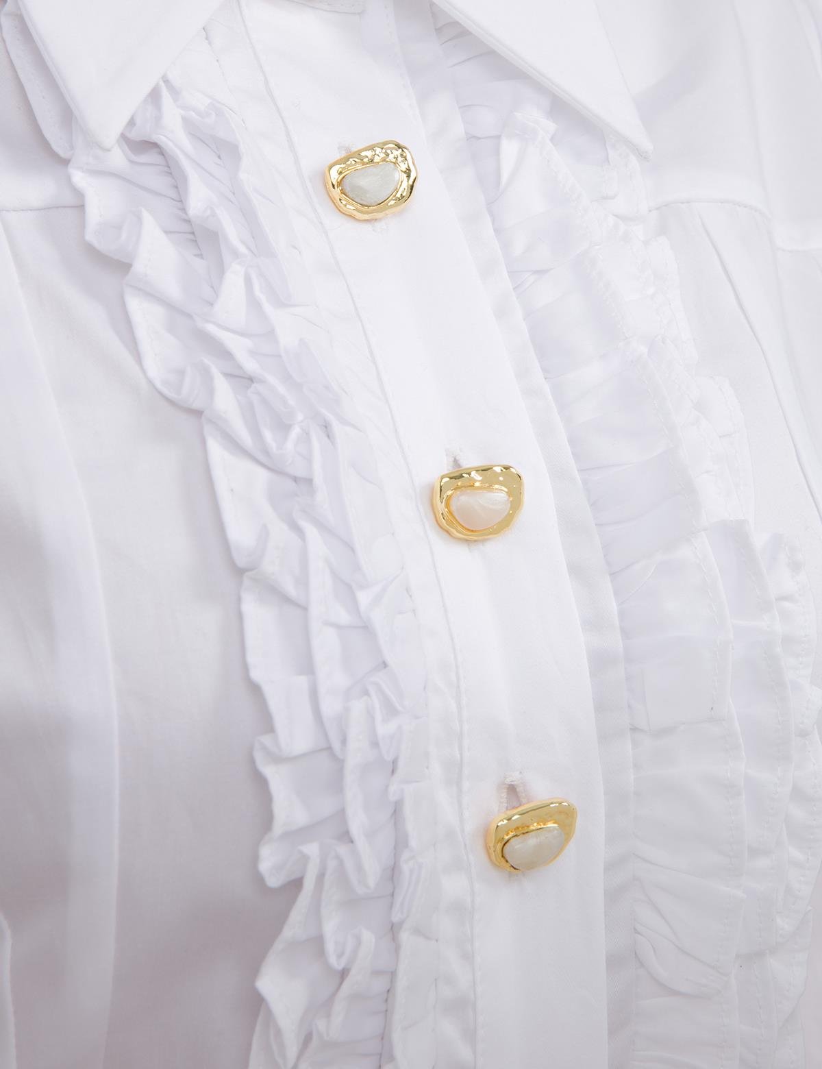 Ruffle White Women's Shirt