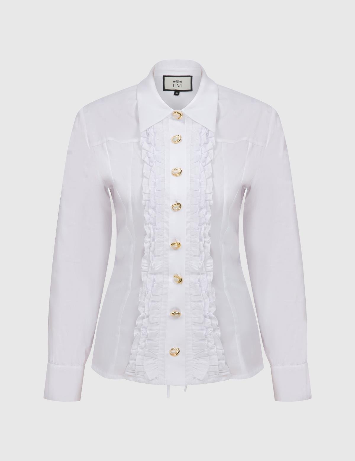 Ruffle White Women's Shirt