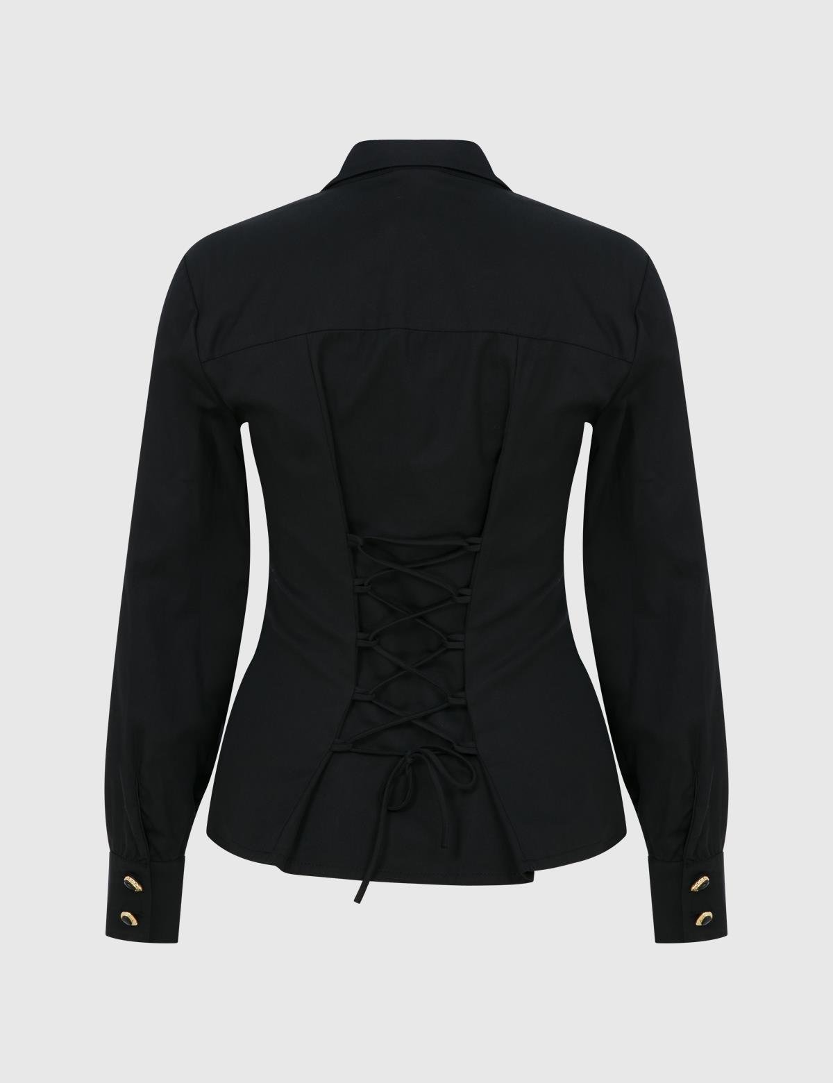 Ruffle Black Women's Shirt