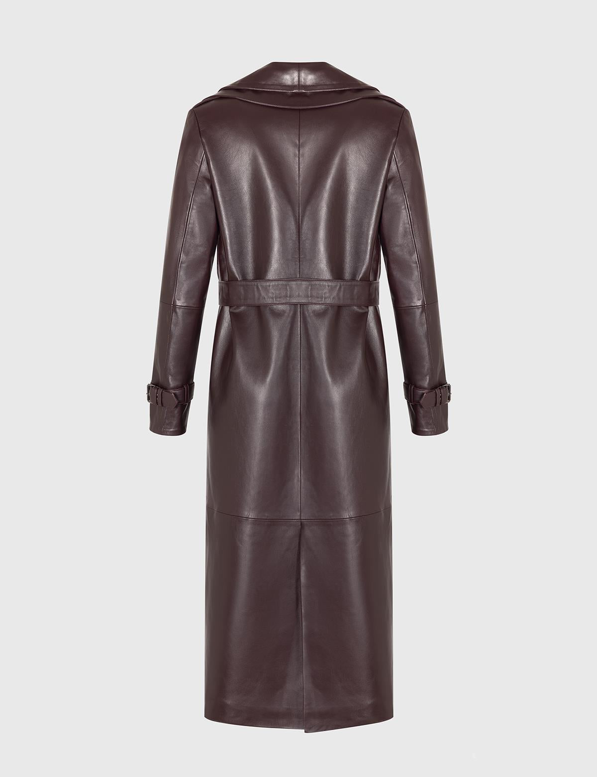 Ruud Burgundy Women's Leather Trench Coat