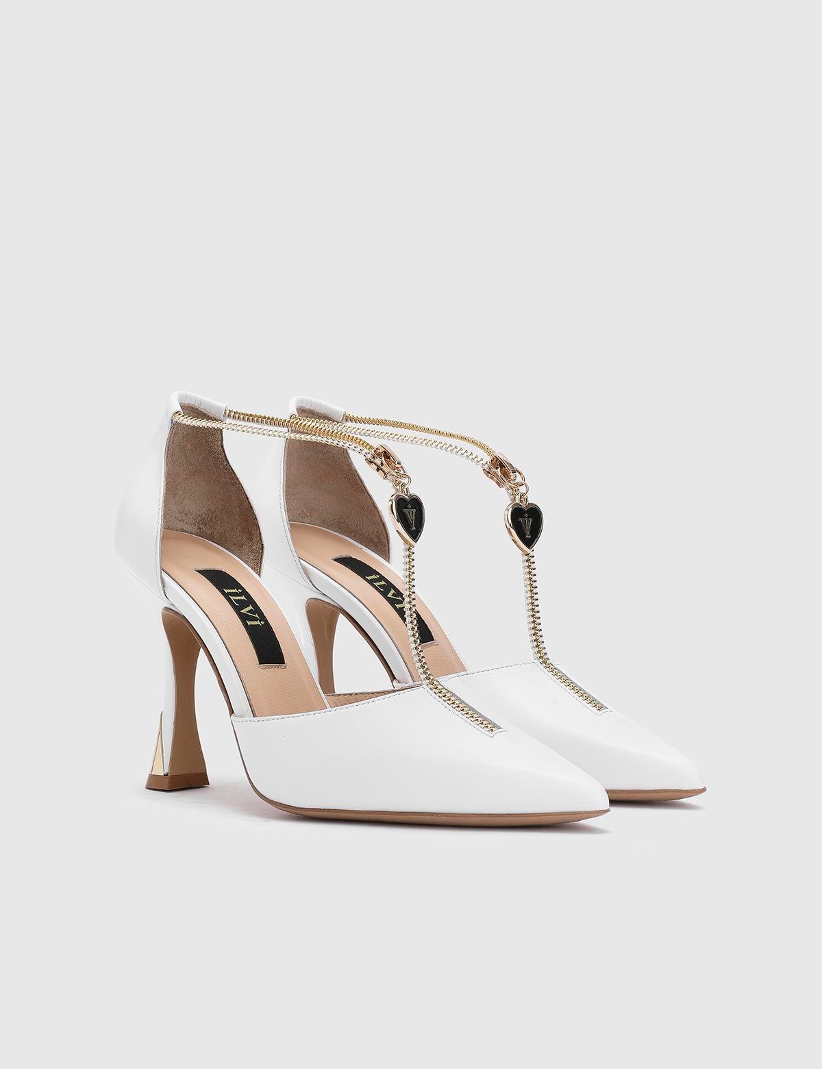 Samira White Leather Women's Pump