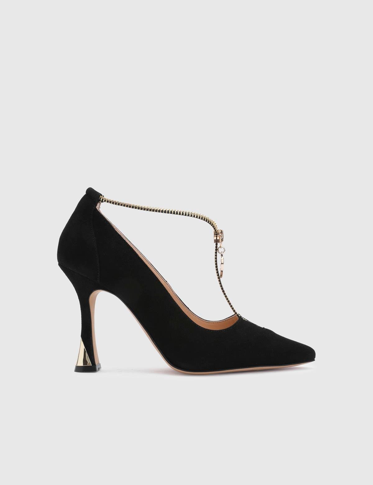 Samira Black Suede Leather Women's Pump